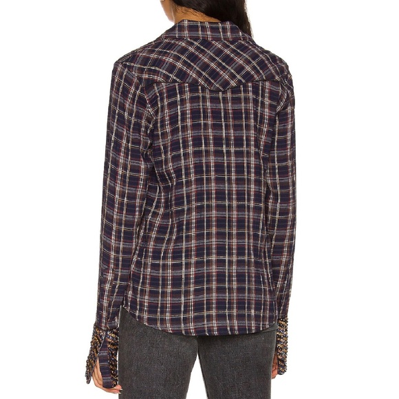 Le Superbe Superstoned Cowboy Shirt Midnight Plaid Pearl Snap Size 0 - Picture 2 of 14
